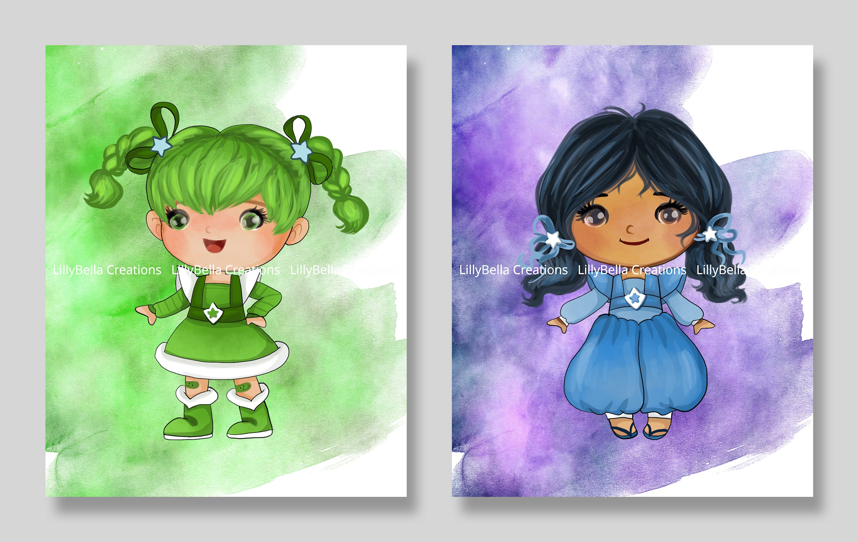 12 Rainbow Brite Watercolor 8 X 10 DIGITAL PRINTS 