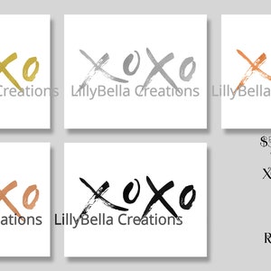 10 Foil & Glitter XOXO Digital Prints ~ 10&quot; x 8&quot; ~ Choice texture / color ~ Gold, Silver, Copper, Rose Gold, Black ~ Word Art, Quote, Love