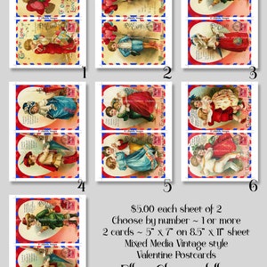 28 cartões de dia dos namorados de mídia mista ~ impressões digitais ~ 5" x 7" ~ 2 por conjunto ~ Ellen Clapsaddle, retrô, vintage, infância, dia dos namorados, amor