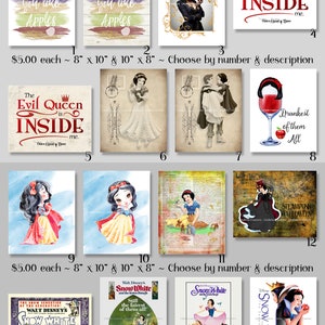 16 Once Upon a Time & Snow White ~ Mixed Media Digital Art Prints ~ Regina Mills, OUAT, Evil Queen, Seven Dwarfs, Movie, Wine, Steampunk