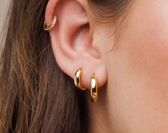 Gold Thick Hoops, Bold Hoop Earrings, Minimalist Hoops, Chunky Gold Hoops, Everyday Gold Hoops, Harper hoop earrings - Medium