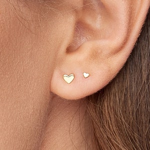 Heart Stud Earrings, Gold small heart studs, Sterling Silver heart Earrings, Tiny Gold studs, minimal everyday heart studs, dainty earrings image 1