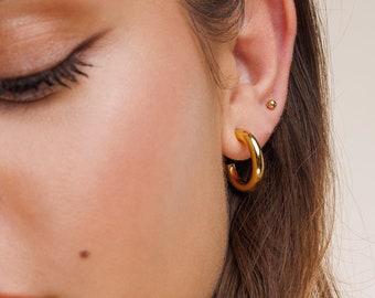 Thick Gold Hoop Earrings, Bold Hoop Earrings, Large Hoop Earrings, Thick Hoop Earrings, Chunky Hoop Earrings Everyday Statement Hoop Earring