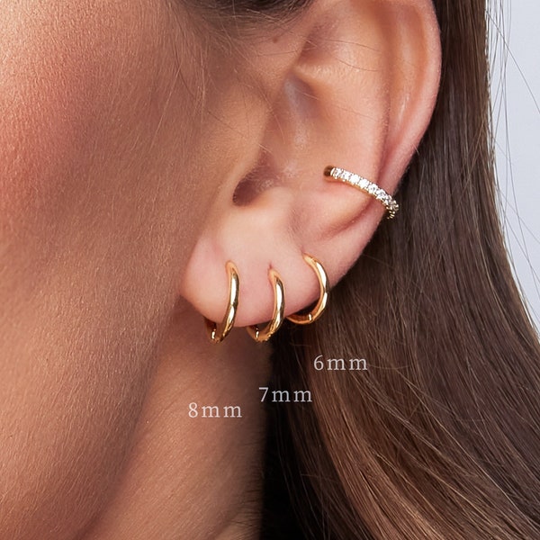 Gold Huggie Earrings Set Small Huggie Minimalist Huggie Earrings Cartilage Huggie Dainty Huggie Earrings Sterling Silver Huggie Earring tiny