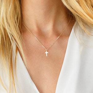 Tiny Cross Necklace, Dainty Gold Cross Necklace, Christian gift for Women, Small Cross Necklace, Religious necklace for girls, Gift for her