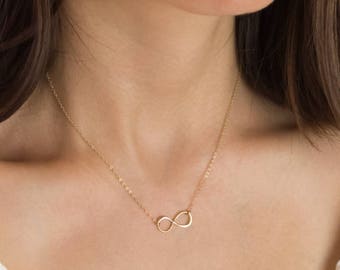 Gold Infinity Necklace, Sterling Silver Infinity Necklace Gold, Infinity Jewelry, Infinity Pendant, Personalized Infinity Necklace Rose Gold