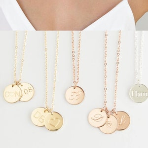 Rose Gold Initial Necklace Gold Letter Necklace Personalize Disc Necklace Custom Initial Necklace Gold Engraved Necklace Silver Initial Disc