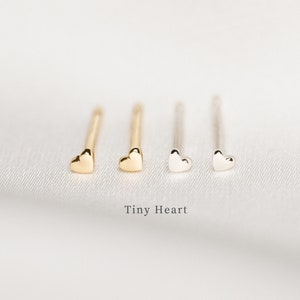 Heart Stud Earrings, Gold small heart studs, Sterling Silver heart Earrings, Tiny Gold studs, minimal everyday heart studs, dainty earrings image 4