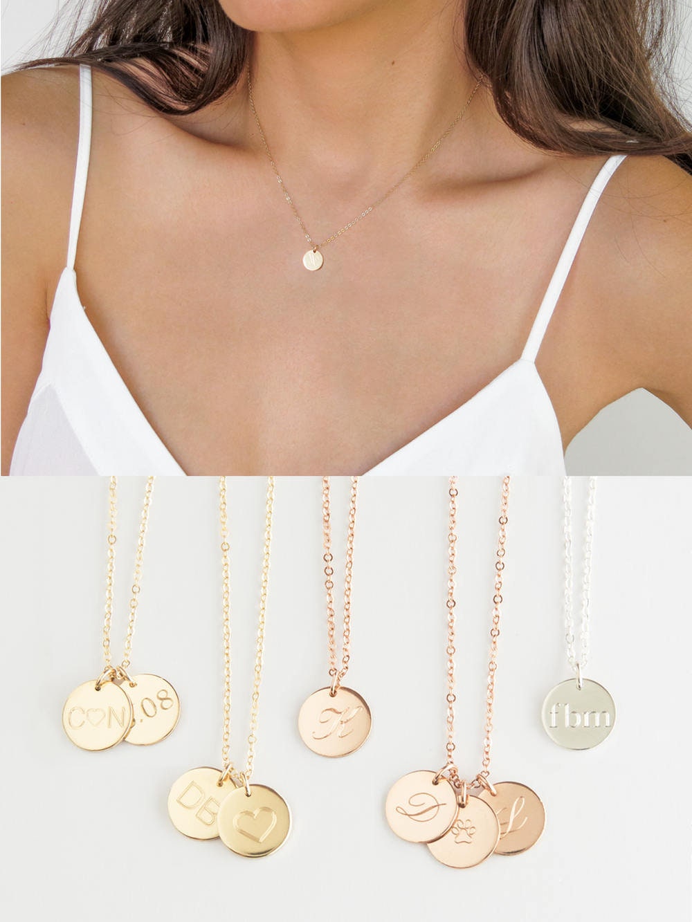 Personalized Toggle Necklace with Monogram Initials Charm - Large Link  Chain Necklace - Sterling Silver, Yellow Gold or Rose Gold