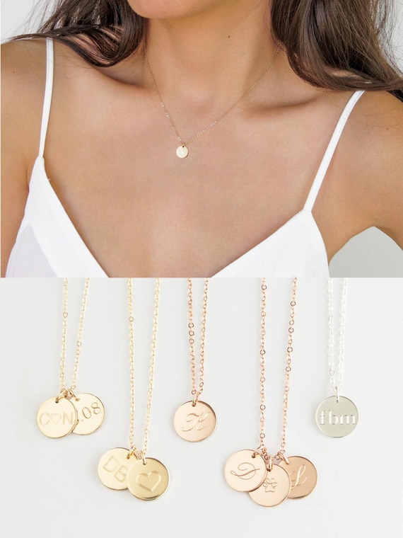 Initial Necklace - Small Personalized Letter Disc - CG244N. Starts at –  Chic in Gold