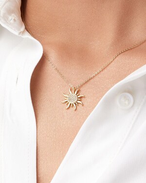 Collier Pendentif Soleil En Argent - Breloque Tournesol Délicate - Bijou Fantaisie Brillant Pour Femme - Chaîne 40 Cm