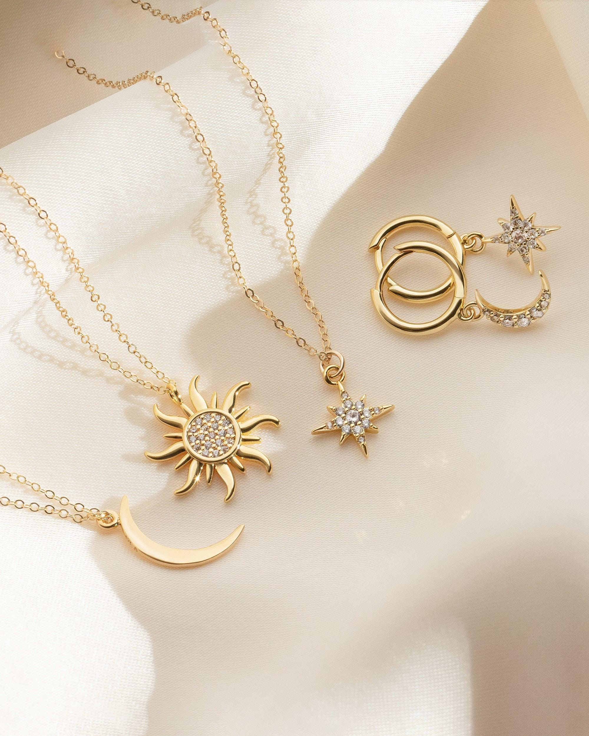 Gold Moon Necklace Silver Moon Necklace Gold Crescent Moon 