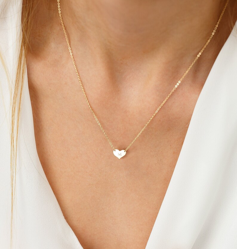 Gold Heart Necklace Gold Love Necklace Dainty Heart Necklace Etsy