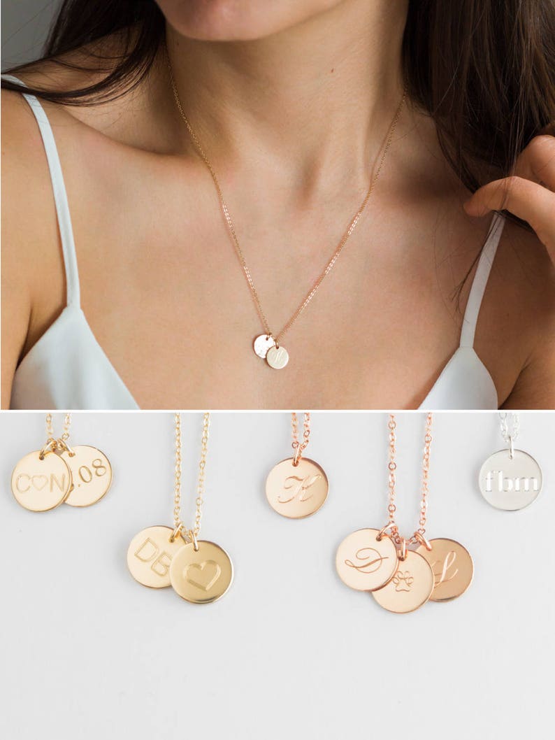 Two Initial Necklace Double Initial Necklace 2 Initial Necklace Gold Multiple Initial Necklace 3 Initial Necklace Gold Initial Necklace Disc 