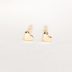 Heart Stud Earrings, Gold small heart studs, Sterling Silver heart Earrings, Tiny Gold studs, minimal everyday heart studs, dainty earrings image 2