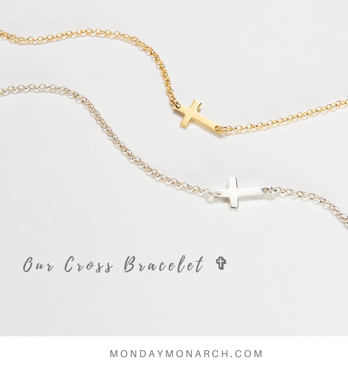 Gold Cross Bracelet Silver Cross Bracelet Dainty Cross Etsy UK