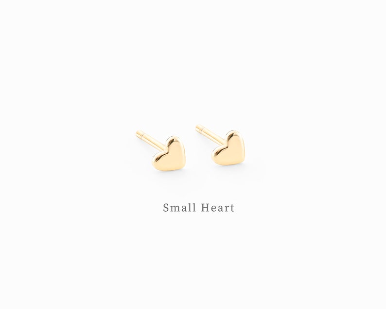 Heart Stud Earrings, Gold small heart studs, Sterling Silver heart Earrings, Tiny Gold studs, minimal everyday heart studs, dainty earrings image 8