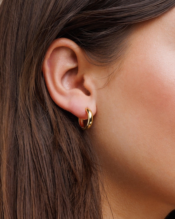 Gold Thick Hoops, Bold Hoop Earrings, Minimalist Hoops, Chunky