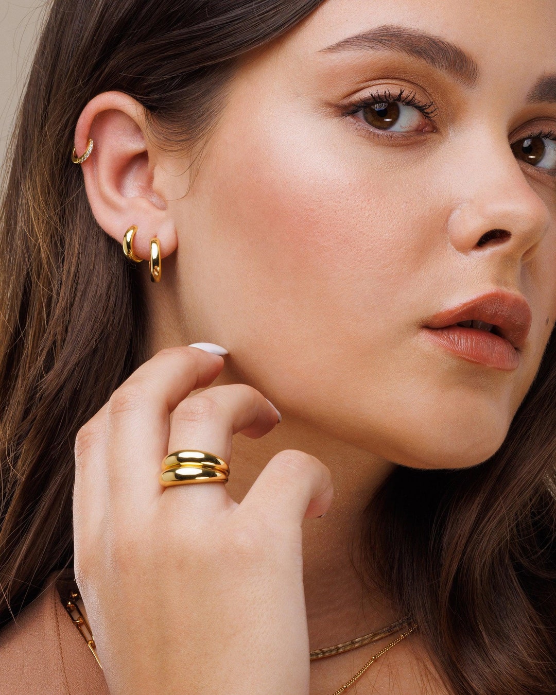 Gold Thick Hoops, Bold Hoop Earrings, Minimalist Hoops, Chunky
