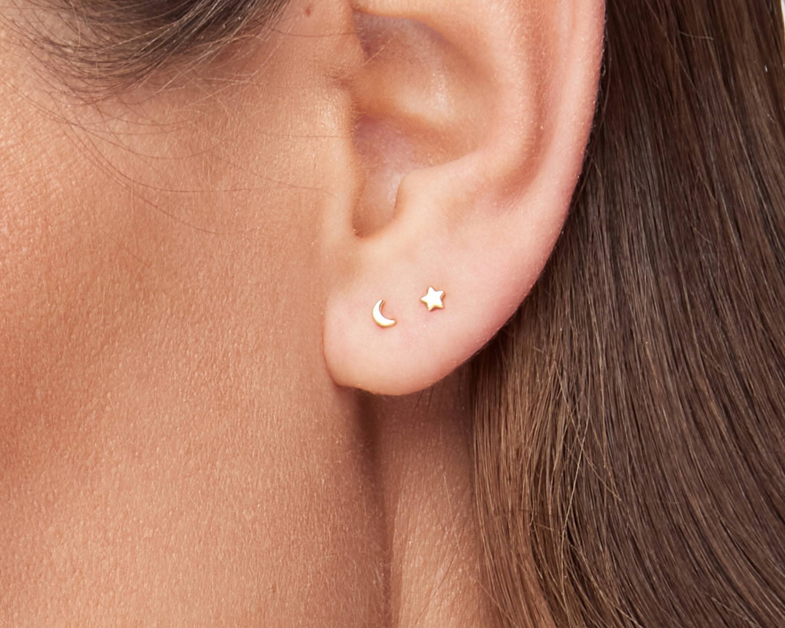 Star moon earrings gold deals