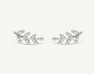 POPLYKE Orecchini A Polsino Foglia Di Girasole In Argento Sterling 925 Con Zirconia - Regalo Donna