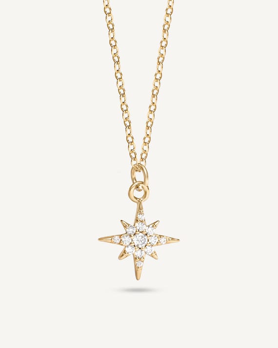 Kritz Collana Donna Stella Del Nord: Ciondolo Stella Polare Placcato Oro Con Catena Regolabile In Acciaio Inossidabile, Gioielli Regalo