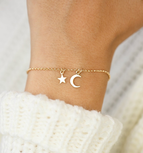 emotioneel emmer appel Star and Moon Bracelet Gold Star Bracelet Gold Moon - Etsy