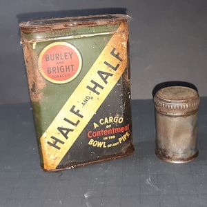 Antique tobacco tins. One Half and Half tin and one Square Snuff tin. Fast, Free Shipping to U.S.A.
