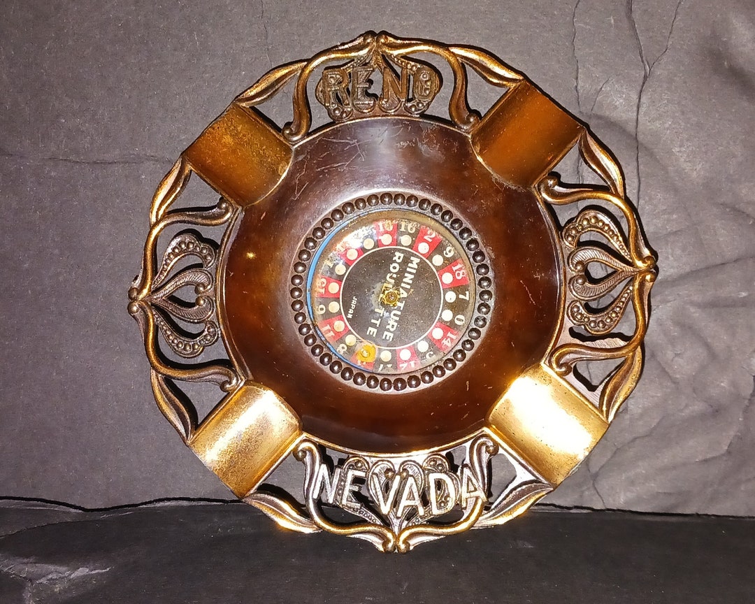 Vintage Copper Reno Nevada Roulette Wheel Ashtray. for Cigarettes or Cigars. Wheel Works Fine