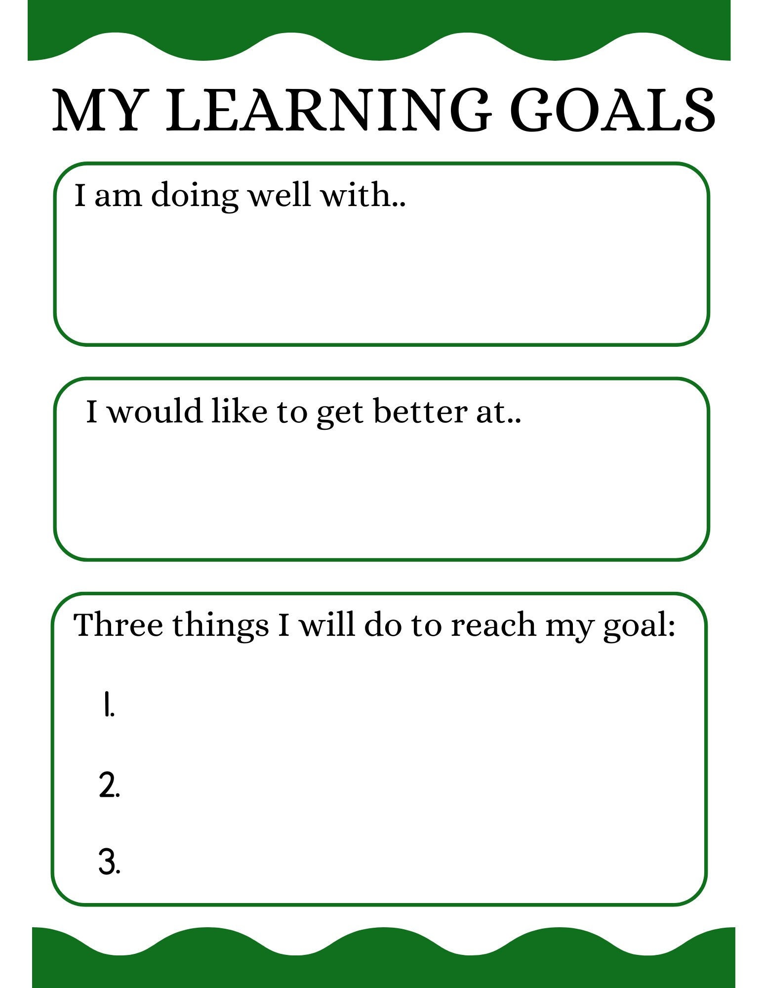 Digital Learning Goals Worksheet Etsy