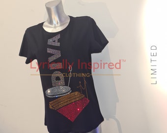 Quality Diva Red Carpet with Photo Booth Image Diamanté T shirt, Multicoloured Rhinestones