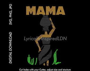 Rhinestone Template of Mama ss10 SVG files Crowned LION Digital Download, Cricut, PNG, Cutter, file for making T shirt or Jumper bling