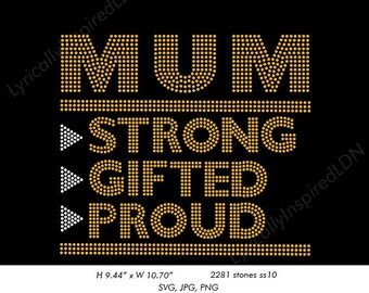 Mothers Day SVG Mum Rhinestone Template PNG JPG, For T shirts or Jumpers, Cricut, Proud Mother, Silhouette, Gift For Mum, Mama I Love You