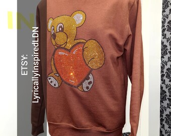 Teddy Full Colour Bling Sweat | LI Rhinestones Sweatshirt | Diamanté Sweatshirt | Lyrically Inspired Branded