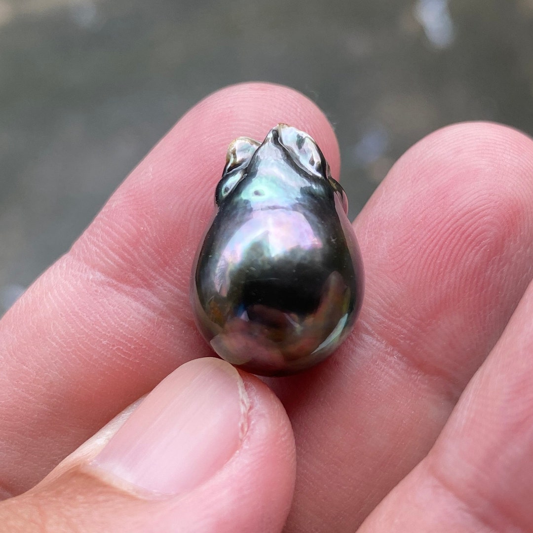 14.5mm Loose Black Pearl Tahitian Sea Pearl Black Seawater Saltwater ...