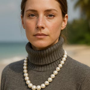 12-12.4mm White South Sea Pearl Necklace: Indonesian Saltwater Pearl GR-9