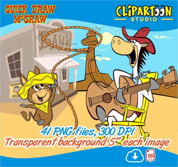 Quick Draw McGraw 41 Cliparts Printable Digital Graphic