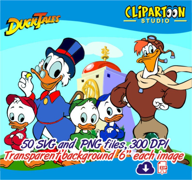 Svg And Png Graphic Instant Download Use In Invitations Decorations Ducktales 50 Vector Cliparts 300 Dpi