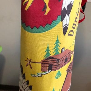 Daniel Boone-Vintage Fabric from 1955-Water Bottle Holder-Hiking-Walking-Cross Body Sling