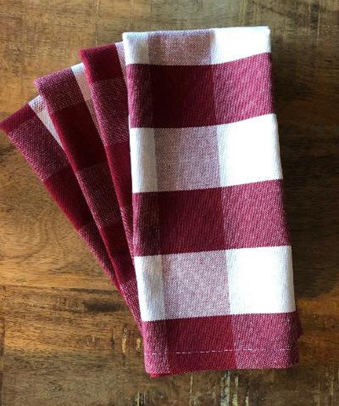 Buffalo Checked Dinner Napkinsred and Creamchristmas Dinnerfour