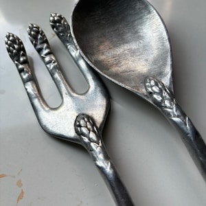 Vintage Wilton Armetale/Bruce Fox/Asparagus Spears/Spoon and Fork