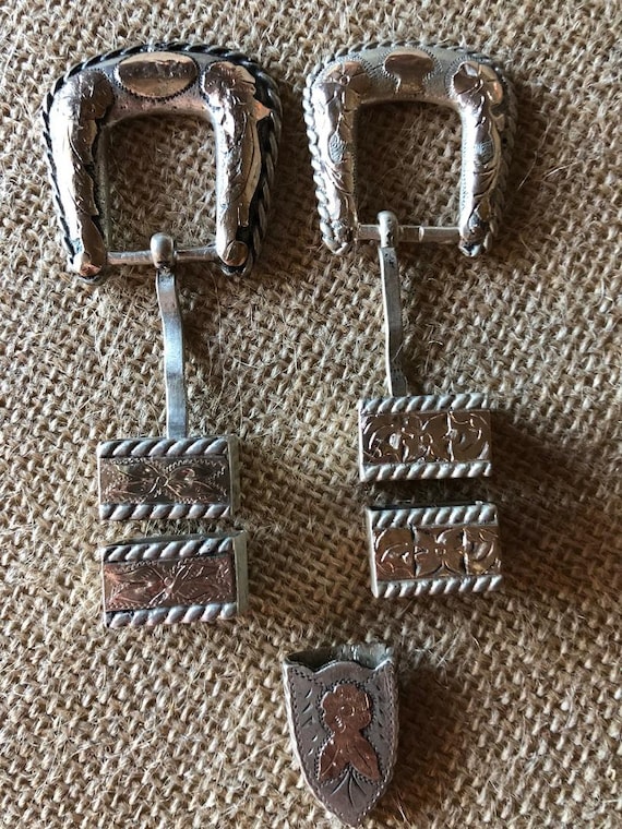 Vintage Western Ranger Belt Buckles Set/Mexican Si