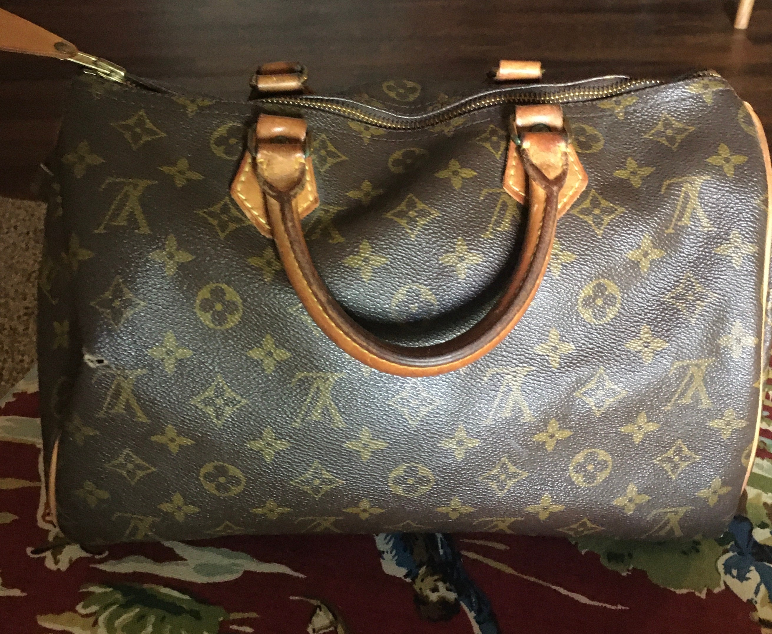 Authentic Louis Vuitton Classic Monogram and Red Calfskin Leather Pall –  Paris Station Shop