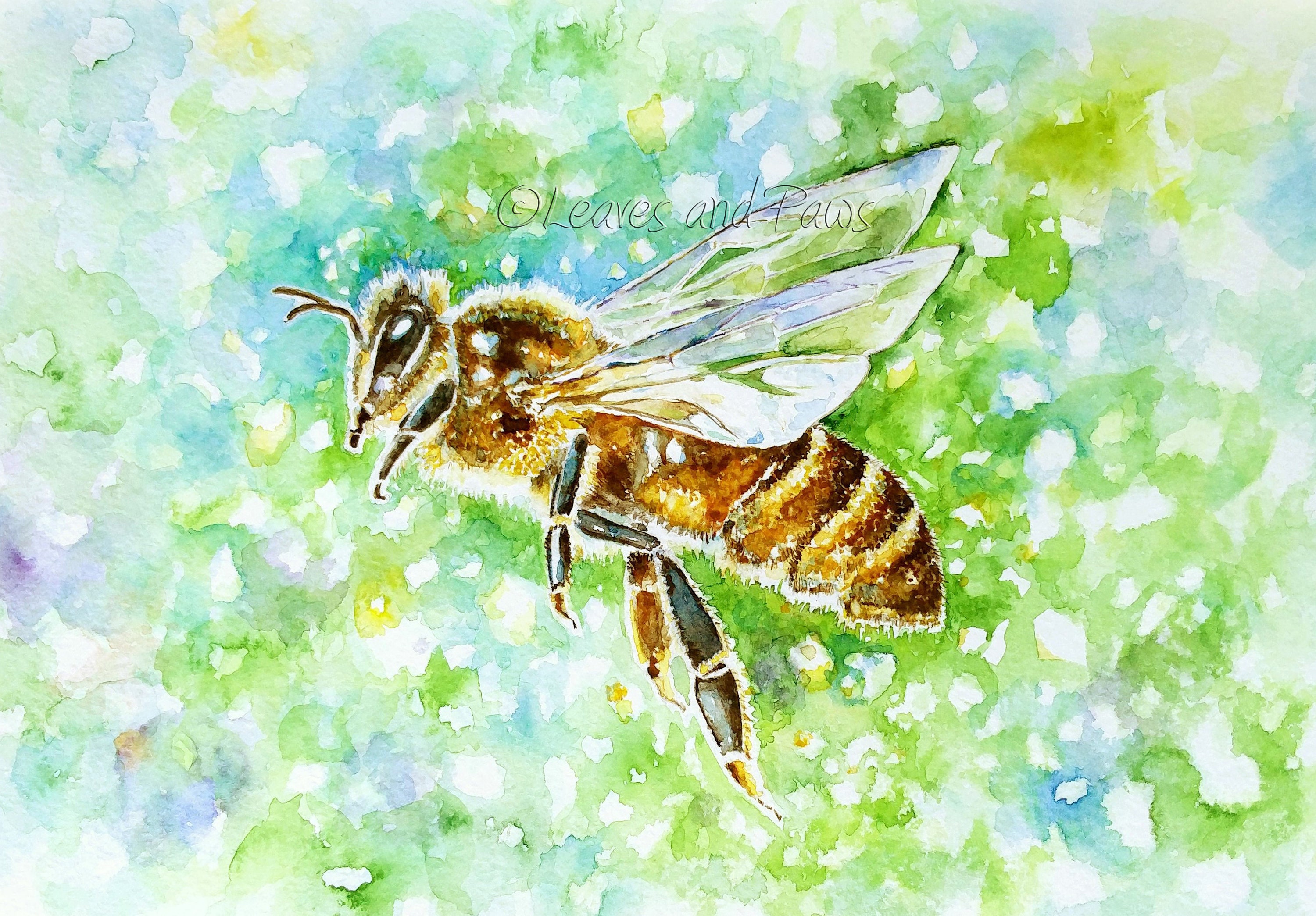 Bee Watercolor Printable Digital Watercolor of Honey Bee - Etsy
