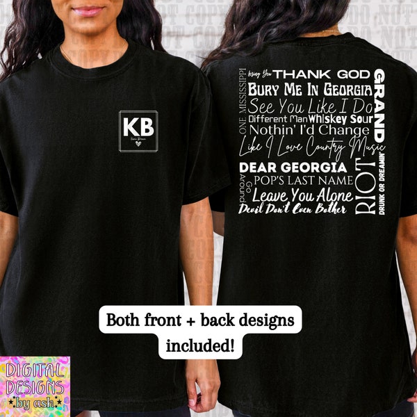 kane brown inspired design white, different man album song list, PNG digital instant download