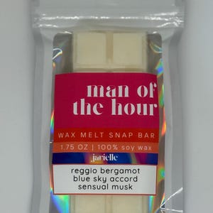 Man of the Hour Wax Melts - Main Character Scented Wax Melts - Masculine Cologne Inspired Wax Tarts - Fresh Shower & Musk Scent / Confident