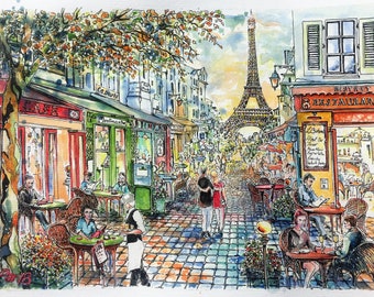 French cafe art | Etsy
