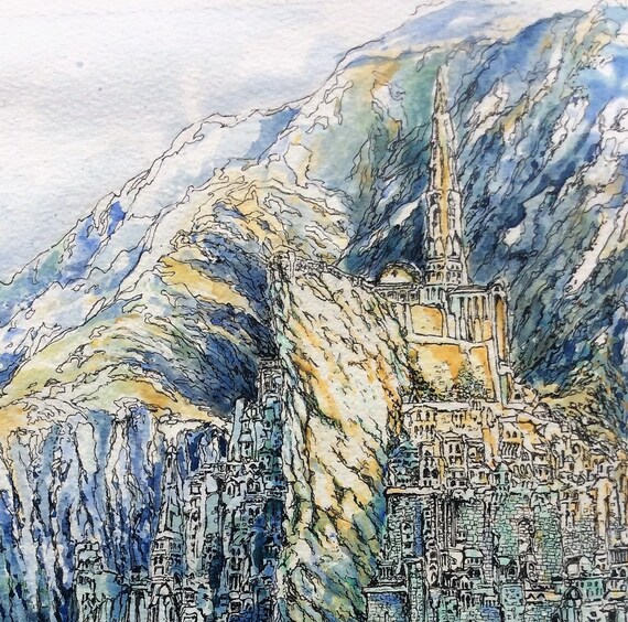 minas tirith watercolour