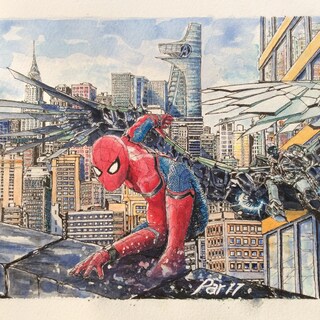 Globo Di Neve Luminoso Marvel Spider-Man New York Skyline - Palla Di Vetro Da Collezione Con Glitter, 15 Cm
