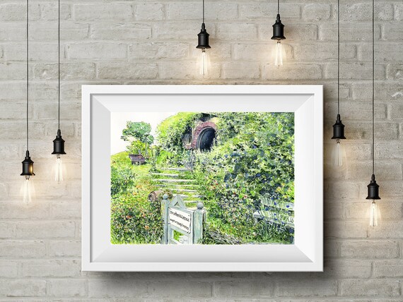 Bag End Hobbit Hole Print The Hobbit Hobbit House Art Bag End Print Frodos House Wall Art Lotr Lord Of The Rings Fantasy Art